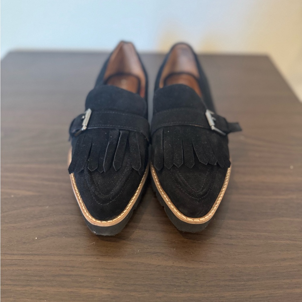 Franco Sarto Black Loafers with Tassel Detail